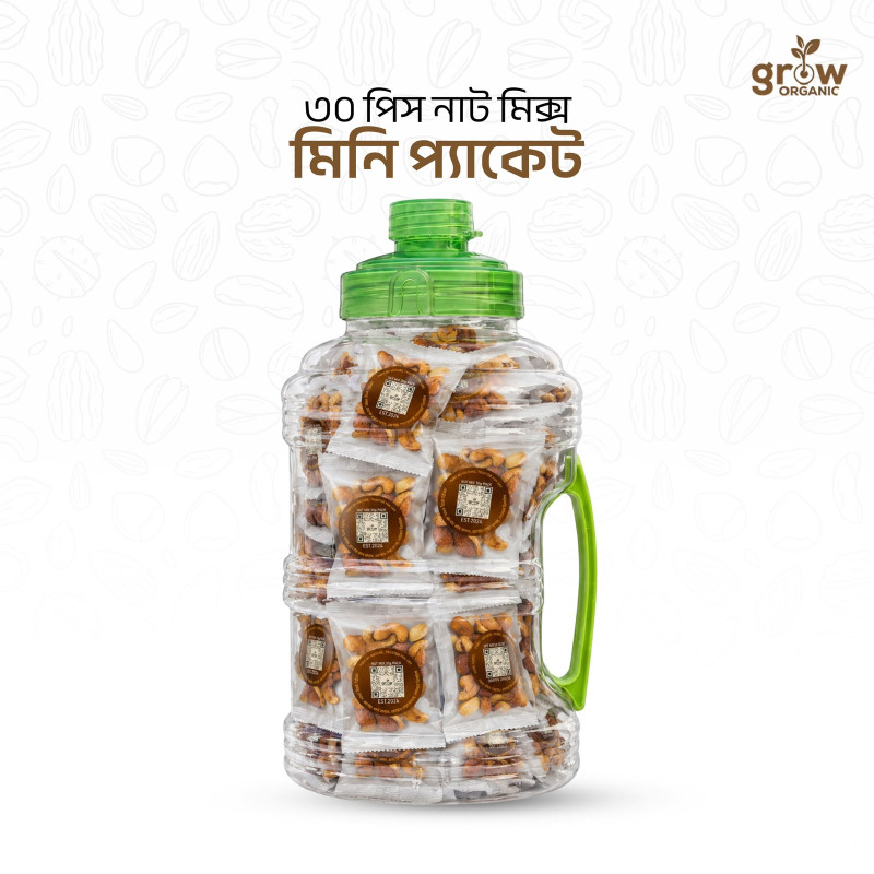30 Pcs Premium Nut Mix Mini Pack+Free Water Jar